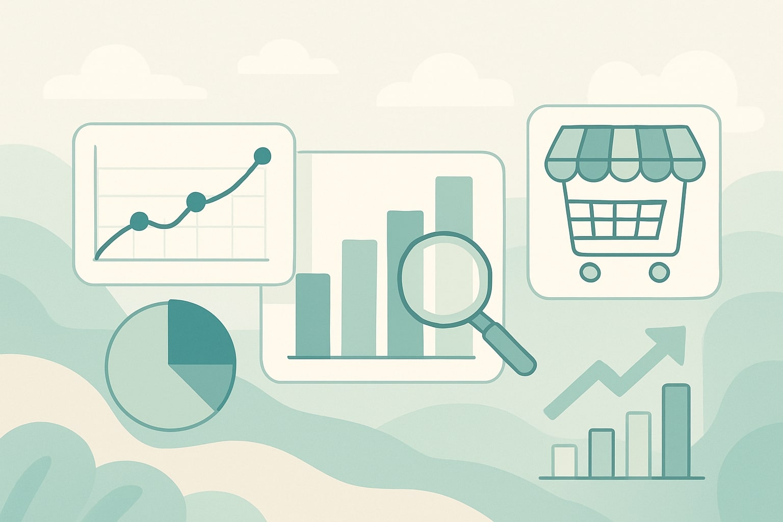 E-commerce seller reviewing sales on laptop with charts on screen